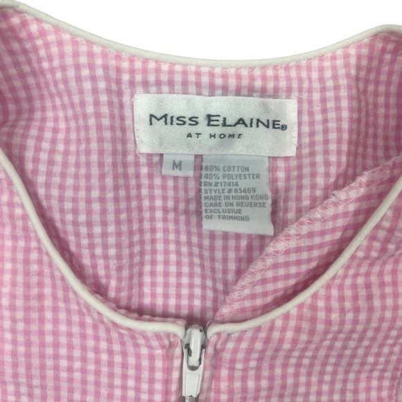 Miss Elaine Medium Pink White‎ Duster Robe Full Zip Cotton Poly Blend Pockets - Picture 4 of 5